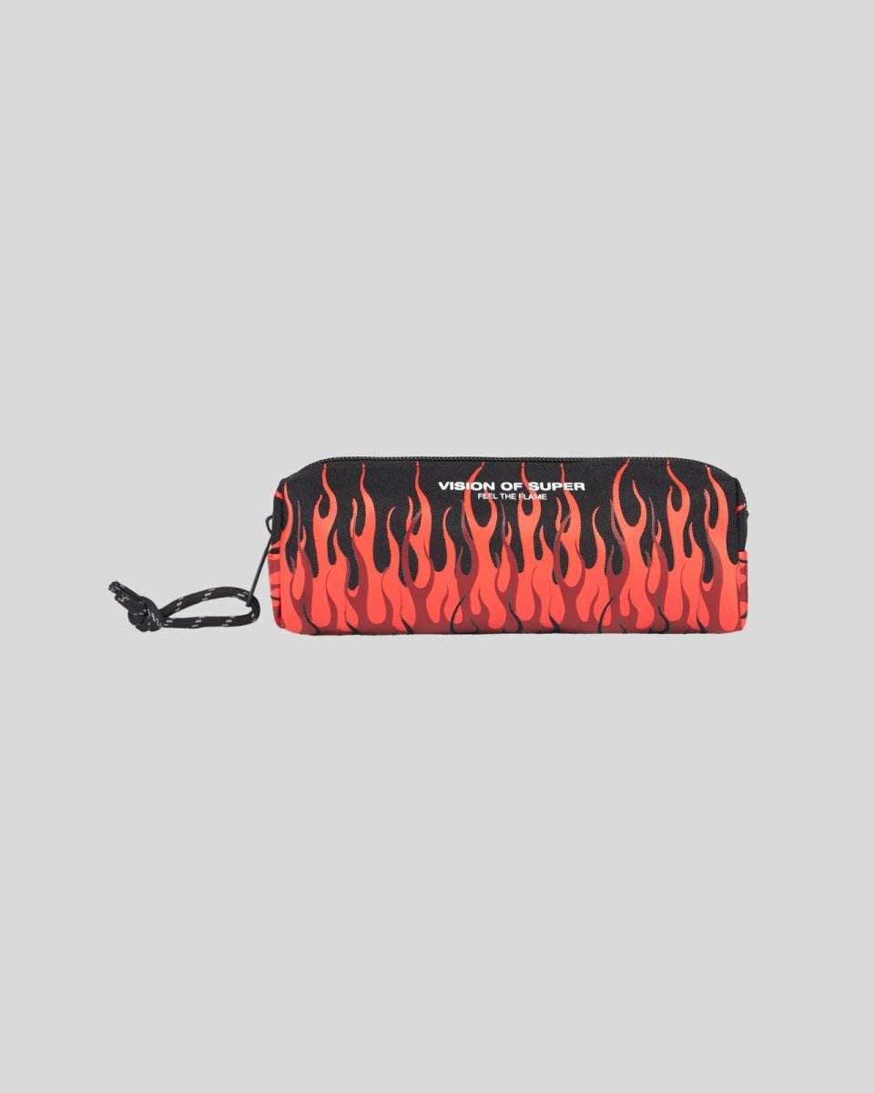 Vision Of Super BLACK PENCIL CASE WITH TRIPLE FLAMES AND LOGO Convenienza