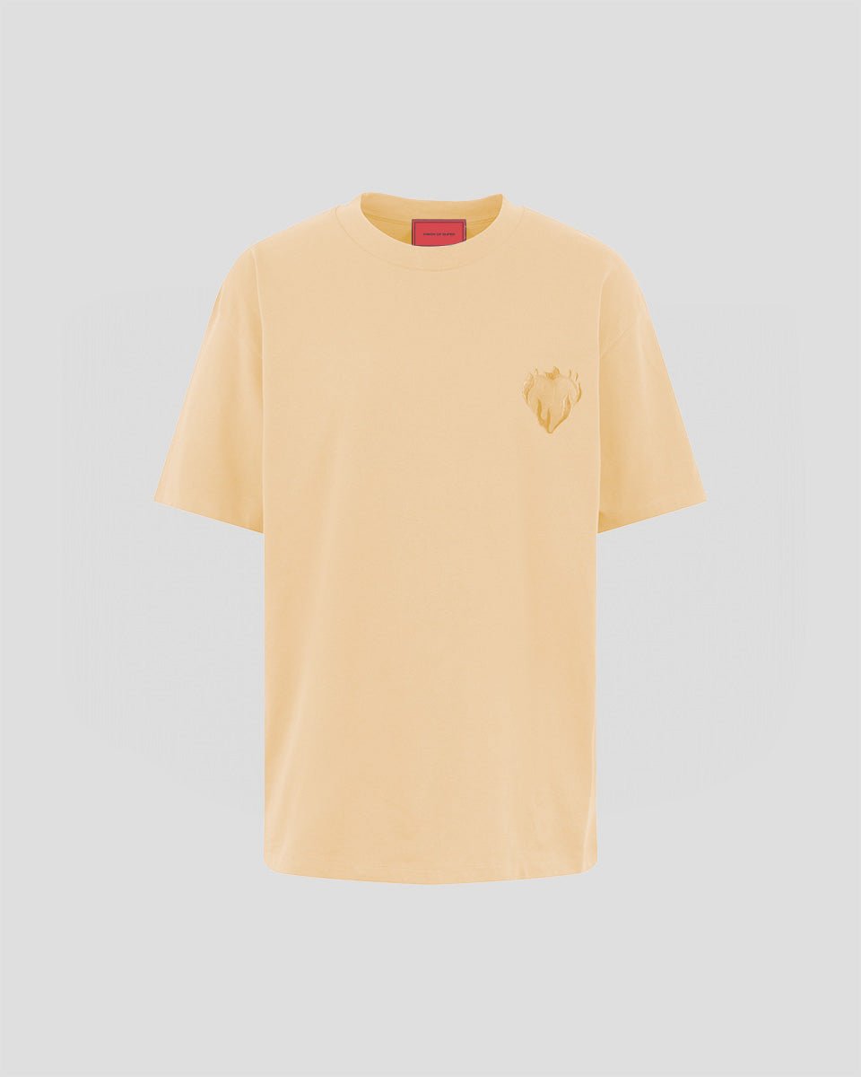 Vision Of Super PEACH T-SHIRT WITH EMBROIDERED FLAMING HEART Economico