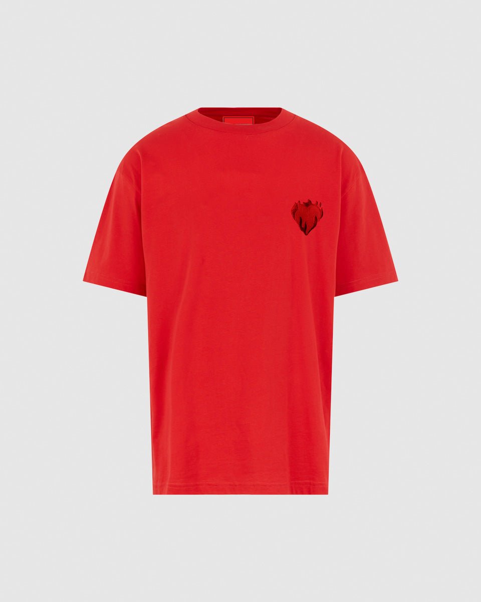 Vision Of Super RED T-SHIRT WITH EMBROIDERED FLAMING HEART Online