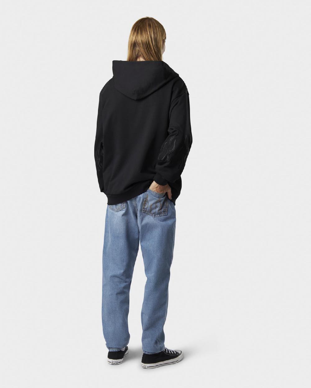Vision Of Super BLACK HOODIE ZIP WITH EMBROIDERED WHITE LOGO BLACK FLAMES AND METAL LABEL + BUTTON Outlet