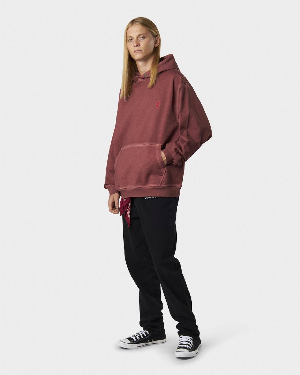 Vision Of Super RUST HOODIE WITH EMBROIDERED RED FLAME AND PRINTED LOGO Hotsell