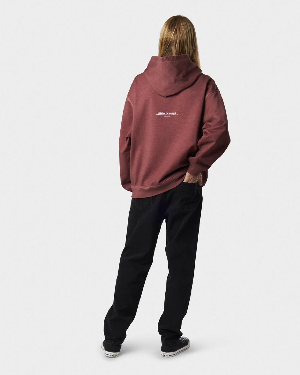 Vision Of Super RUST HOODIE WITH EMBROIDERED RED FLAME AND PRINTED LOGO Hotsell