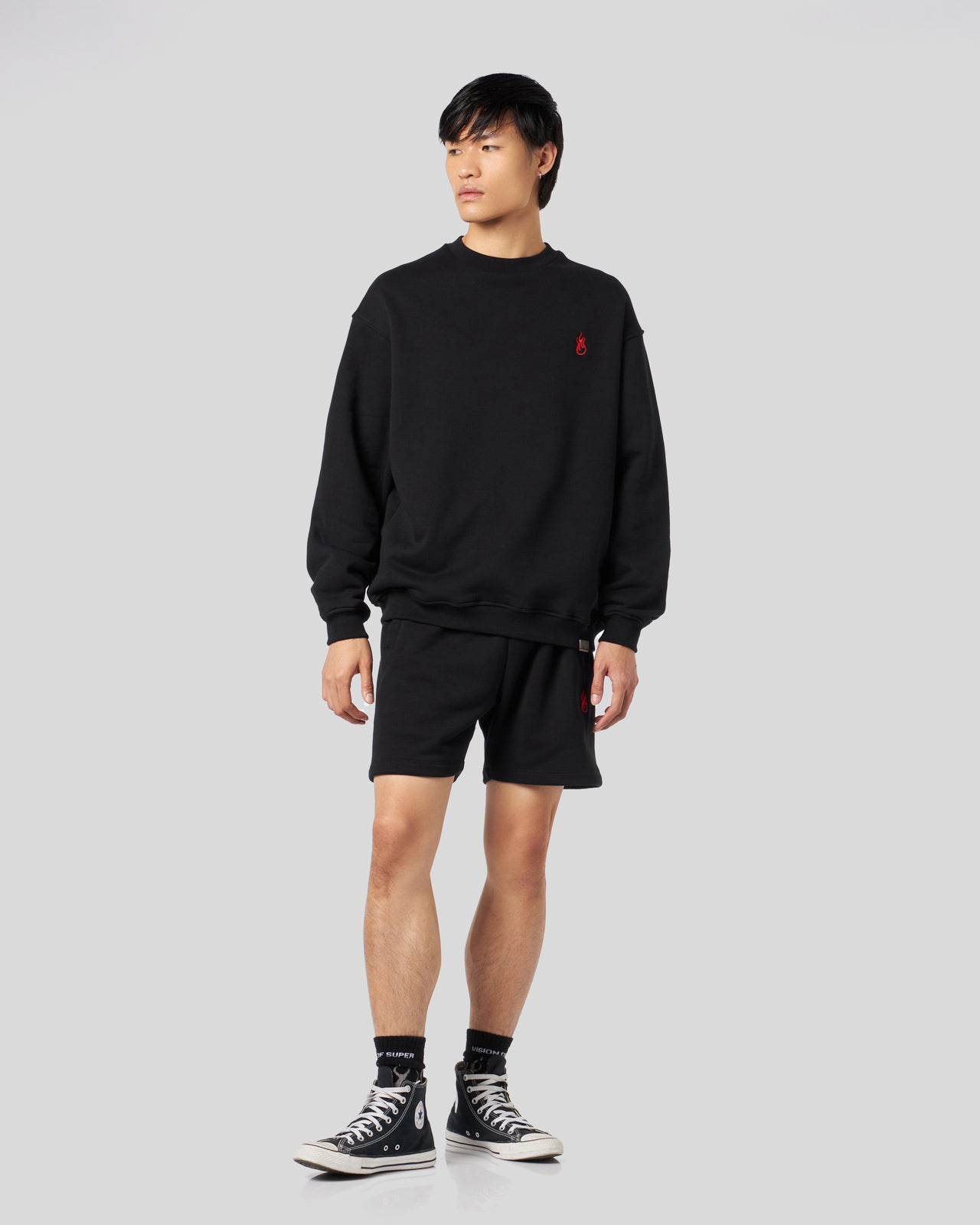 Vision Of Super BLACK CREWNECK WITH FLAMES LOGO Negozio