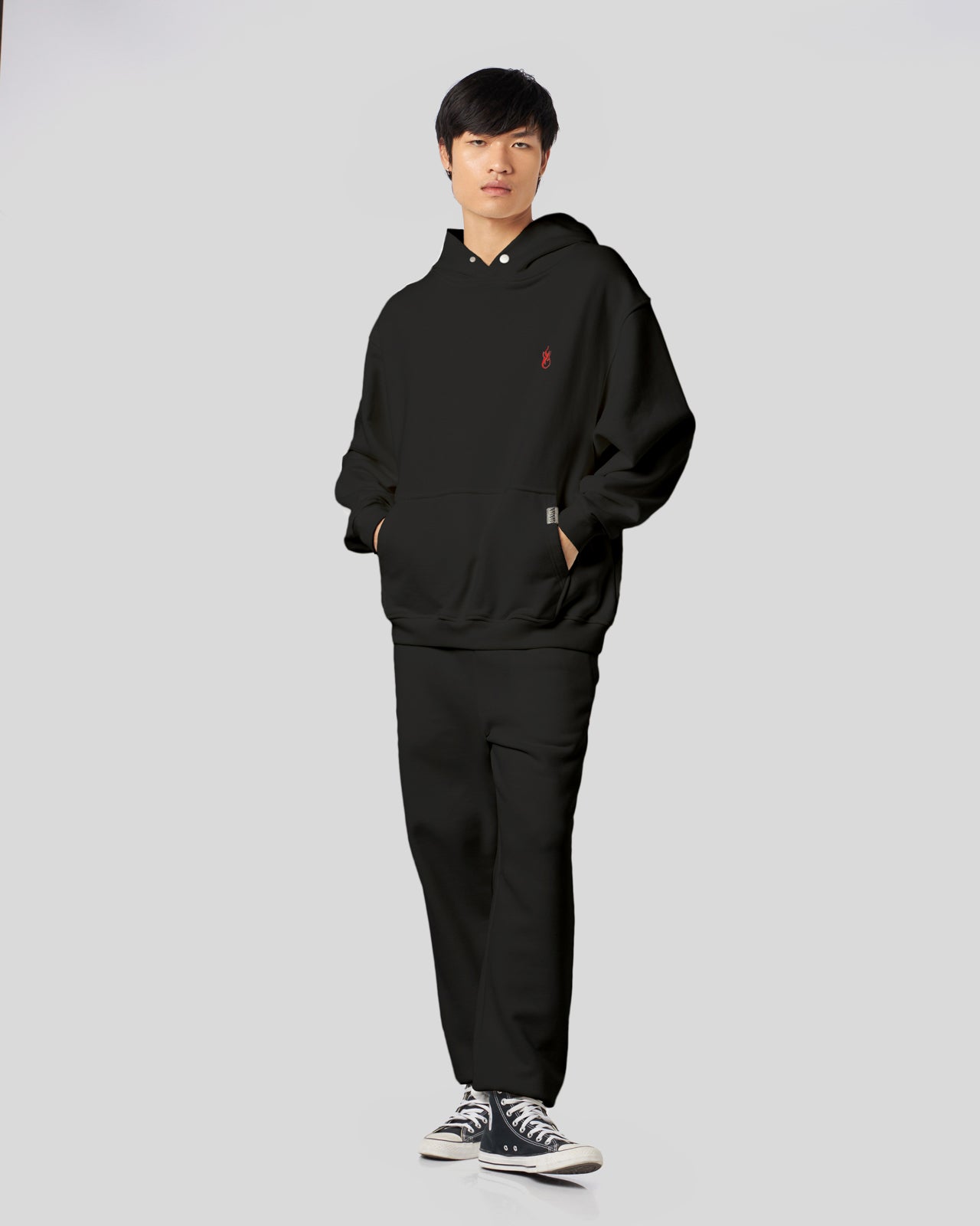 Vision Of Super BLACK HOODIE WITH FLAMES LOGO In Saldo