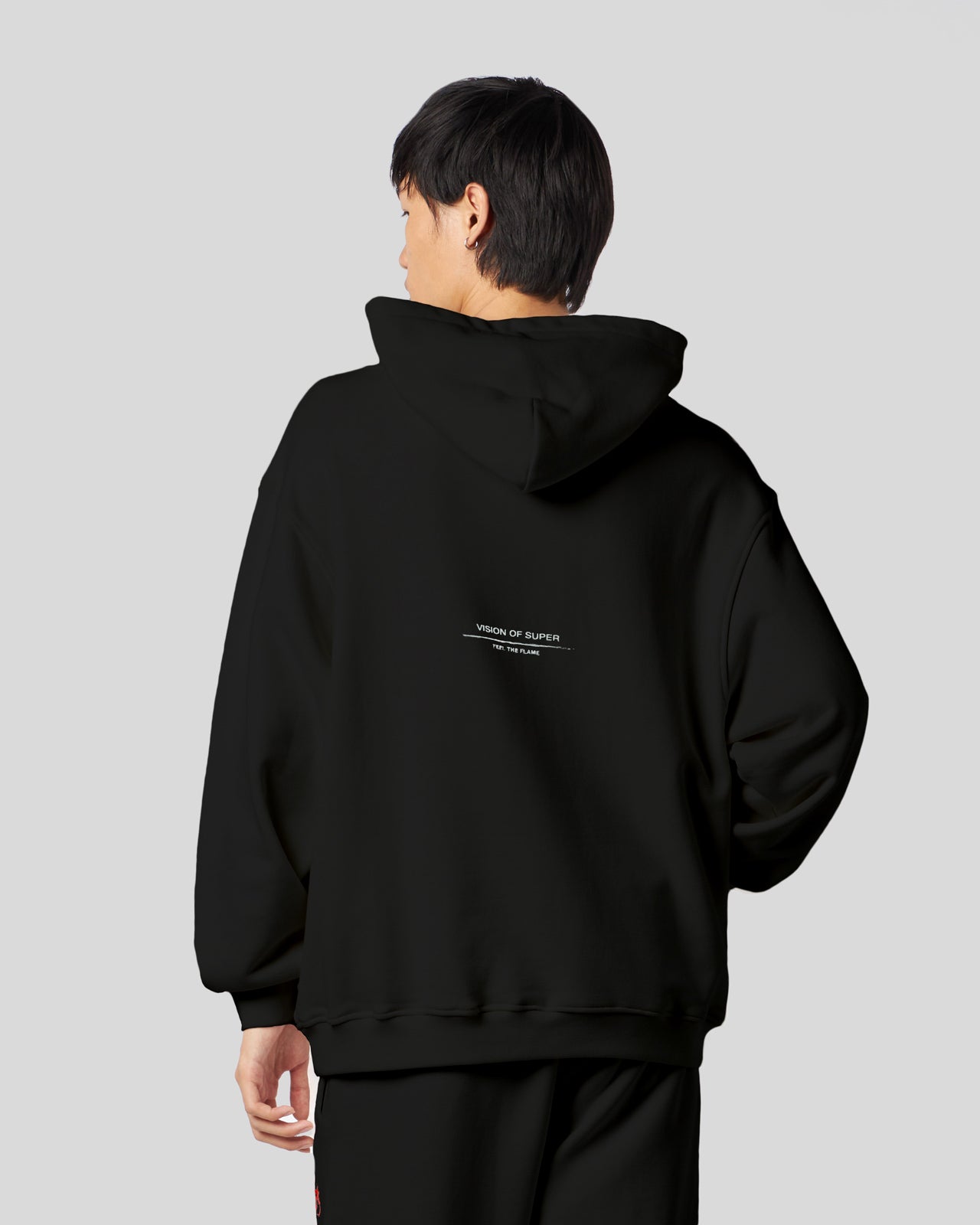 Vision Of Super BLACK HOODIE WITH FLAMES LOGO In Saldo