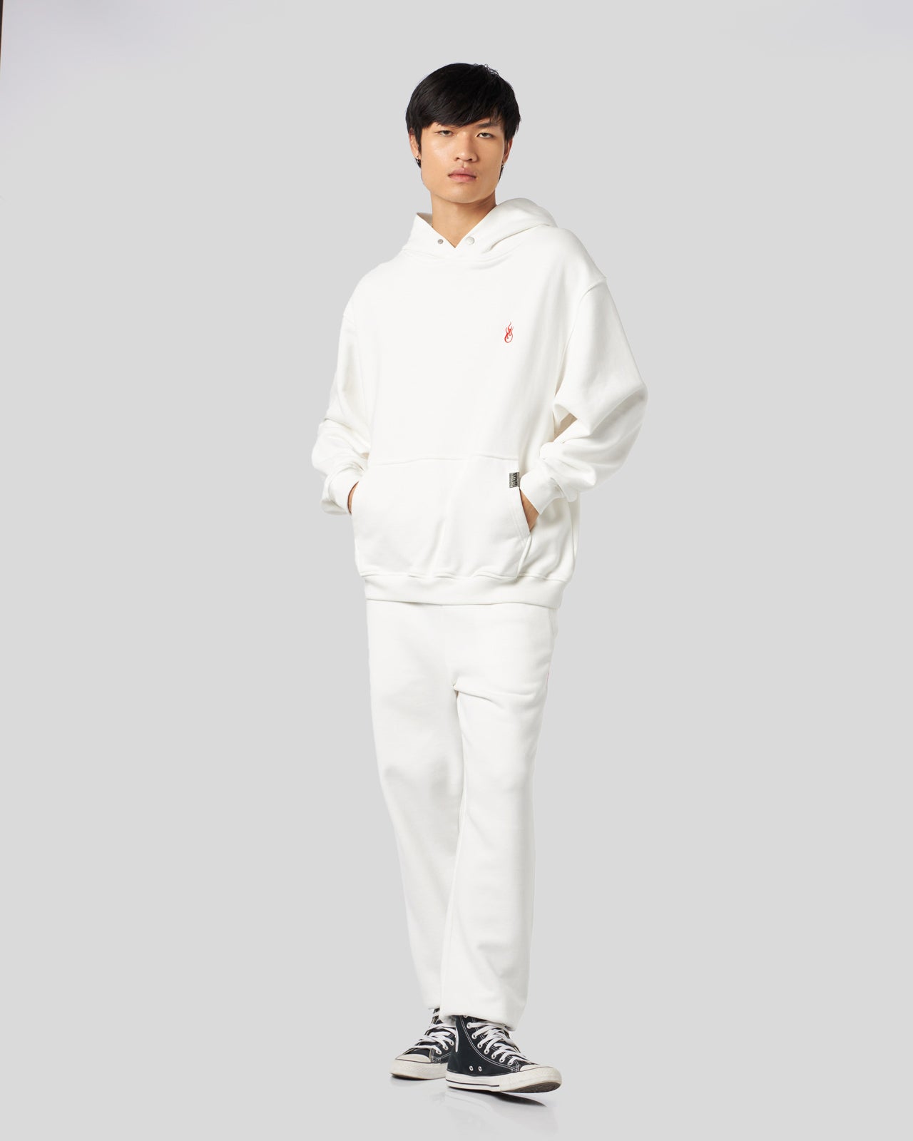 Vision Of Super WHITE HOODIE WITH FLAMES LOGO Moda