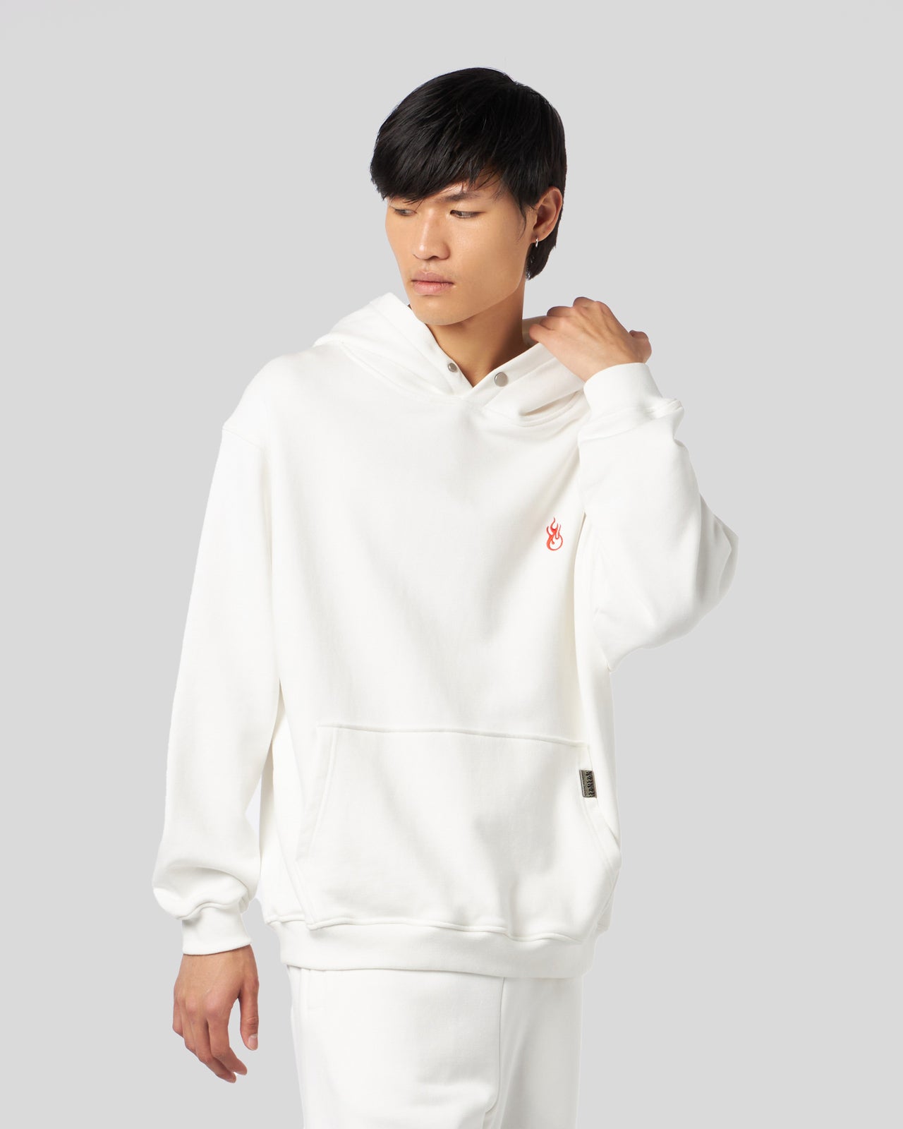 Vision Of Super WHITE HOODIE WITH FLAMES LOGO Moda