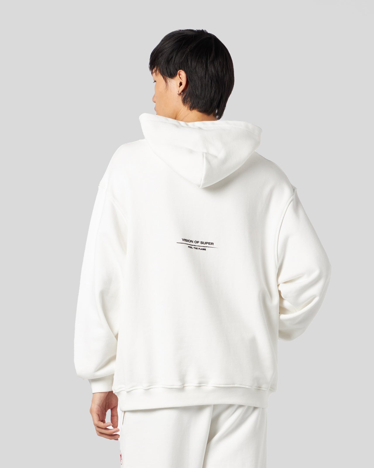 Vision Of Super WHITE HOODIE WITH FLAMES LOGO Moda