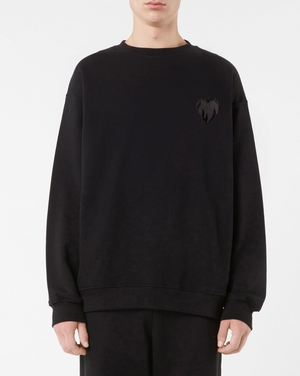 Vision Of Super BLACK CREWNECK WITH EMBROIDERED FLAMING HEART 2025