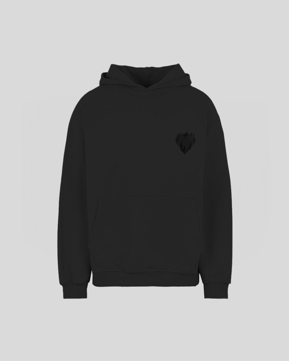 Vision Of Super BLACK HOODIE WITH EMBROIDERED FLAMING HEART Italy