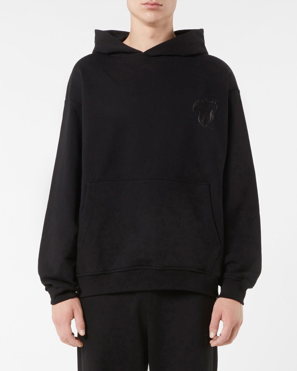 Vision Of Super BLACK HOODIE WITH EMBROIDERED FLAMING HEART Italy