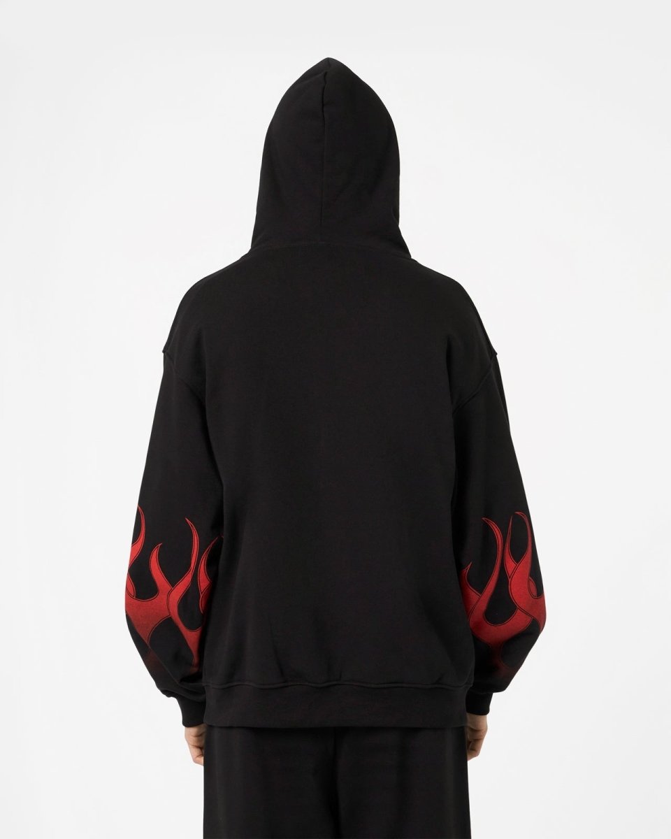 Vision Of Super BLACK HOODIE WITH RED FLAMES Pezzi Unici