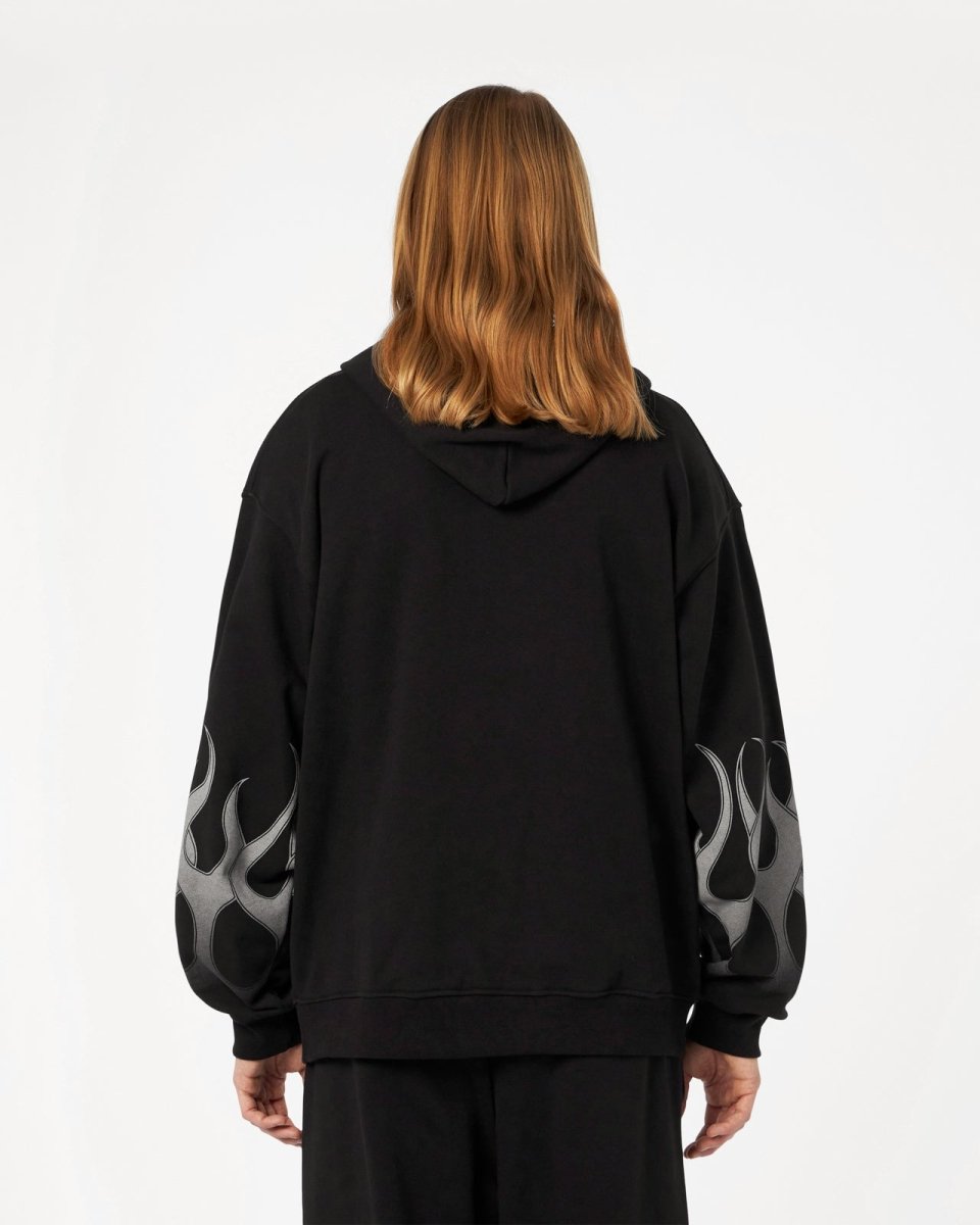 Vision Of Super BLACK HOODIE WITH GREY FLAMES Soddisfazione Garantita