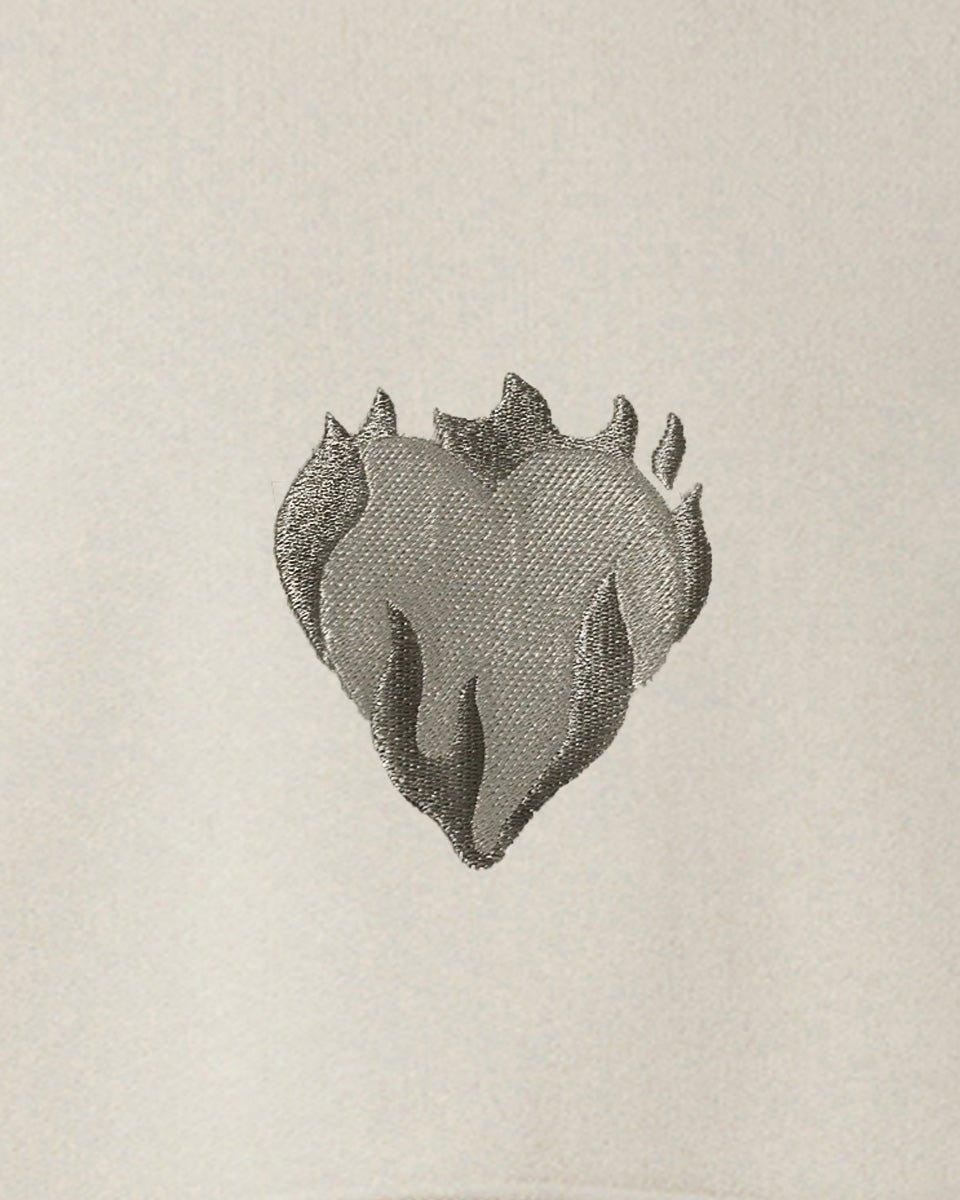 Vision Of Super LONDON FOG CREWNECK WITH EMBROIDERED FLAMING HEART Promozione Limitata