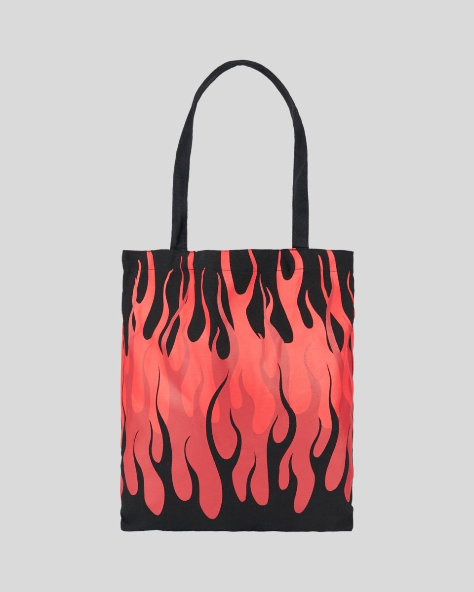 Vision Of Super BLACK SHOPPER BAG WITH TRIPLE FLAMES AND LOGO PRINT Outlet
