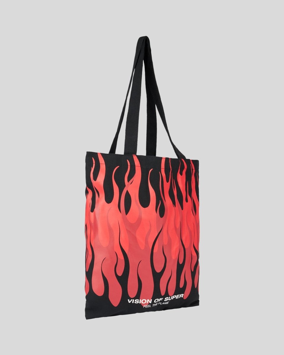 Vision Of Super BLACK SHOPPER BAG WITH TRIPLE FLAMES AND LOGO PRINT Outlet