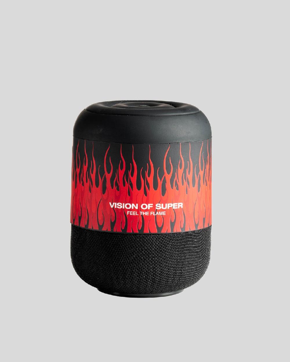 Vision Of Super BLACK SPEAKER WITH RED FLAMES AND WHITE LOGO Saldi