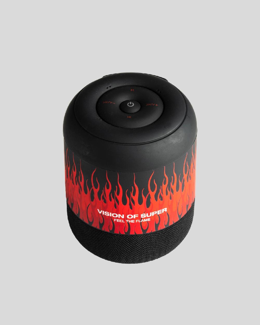 Vision Of Super BLACK SPEAKER WITH RED FLAMES AND WHITE LOGO Saldi