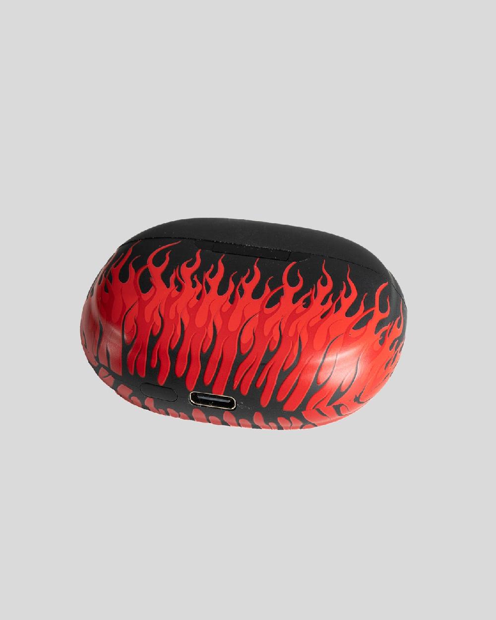Vision Of Super BLACK EARPHONES WITH RED FLAMES AND WHITE LOGO Offerte