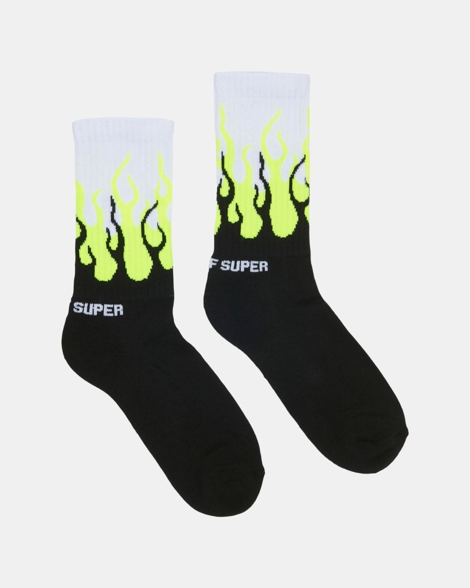 Vision Of Super YELLOW FLUO DOUBLE FLAMES SOCKS Italy