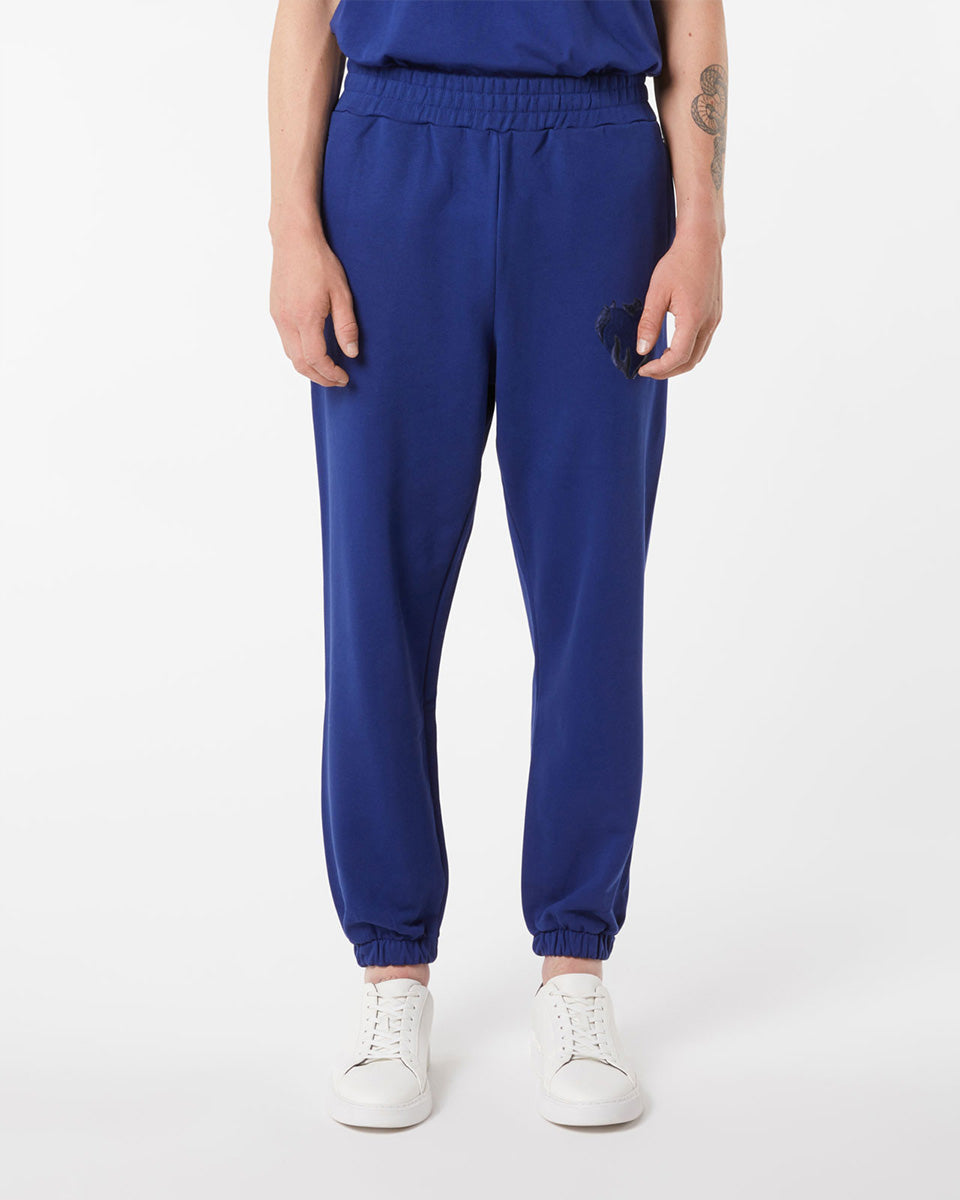 Vision Of Super BLUE PANTS WITH EMBROIDERED FLAMING HEART Qualità Garantita