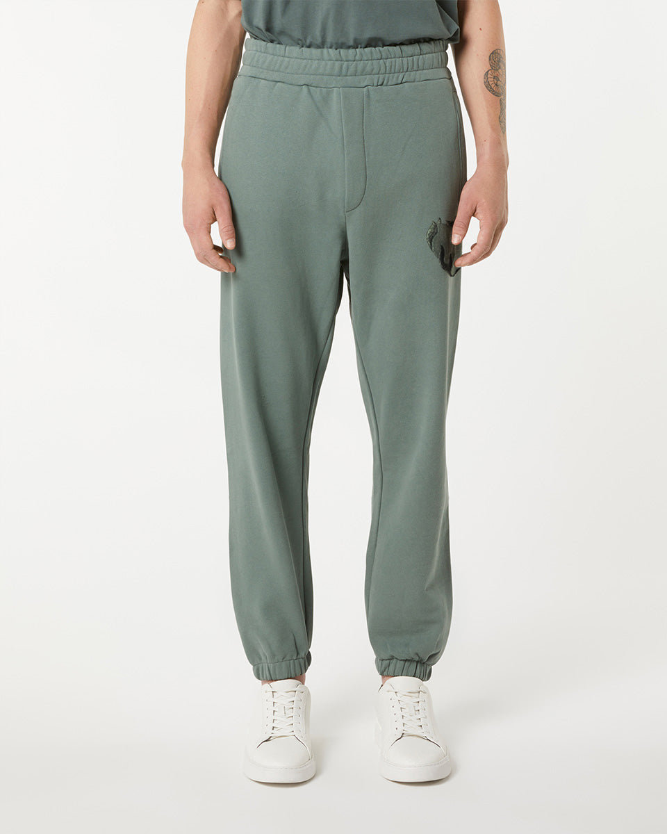 Vision Of Super BALSAM GREEN PANTS WITH EMBROIDERED FLAMING HEART Fino Al -60%