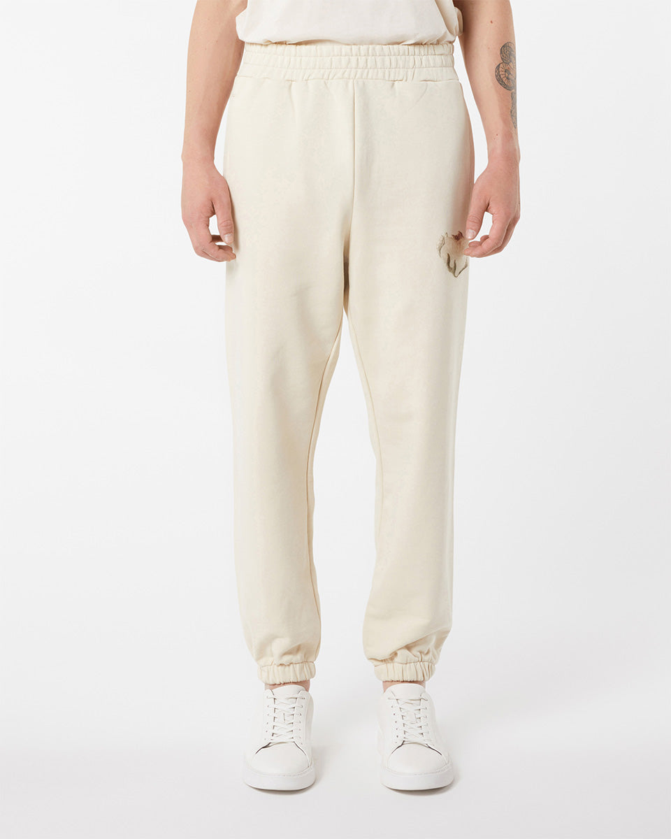 Vision Of Super SAND PANTS WHIT EMBROIDERED FLAMING HEART Affare Del Giorno
