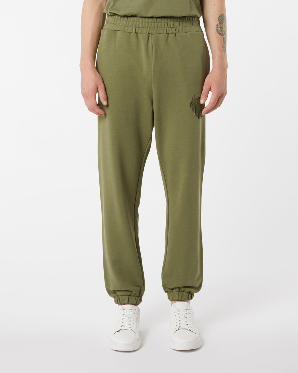 Vision Of Super GREEN PANTS WITH EMBROIDERED FLAMING HEART Prezzo Ridotto