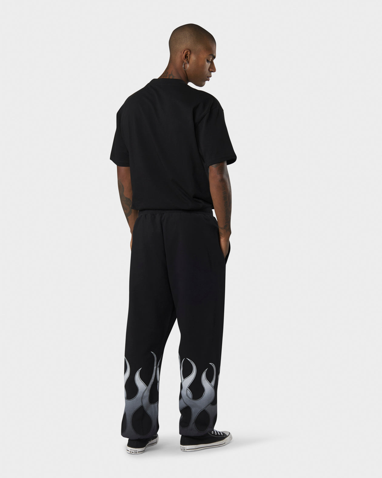 Vision Of Super BLACK PANTS WITH WHITE FLAMES Novità