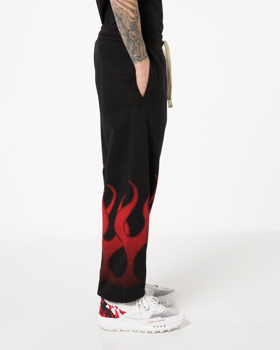 Vision Of Super BLACK PANTS WITH RED FLAMES Presa