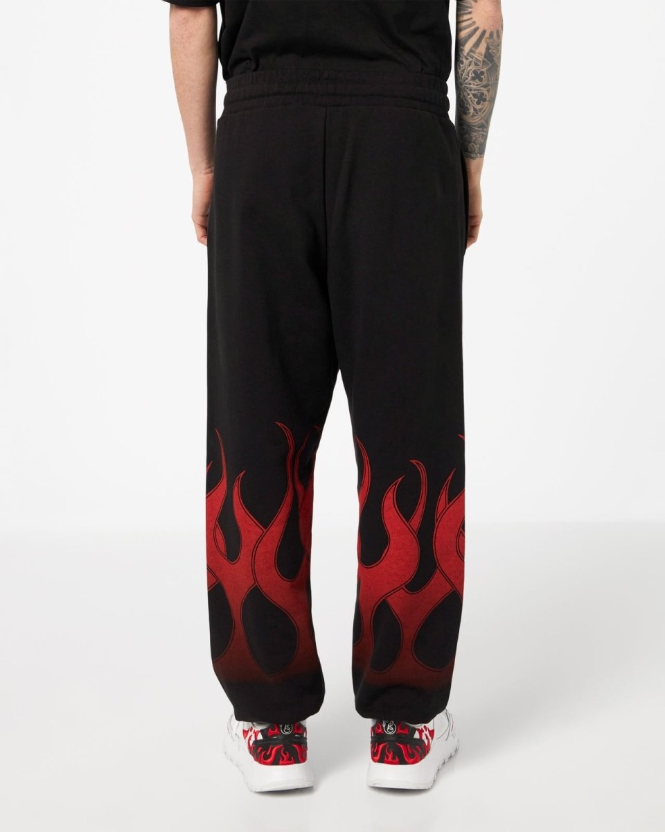 Vision Of Super BLACK PANTS WITH RED FLAMES Presa