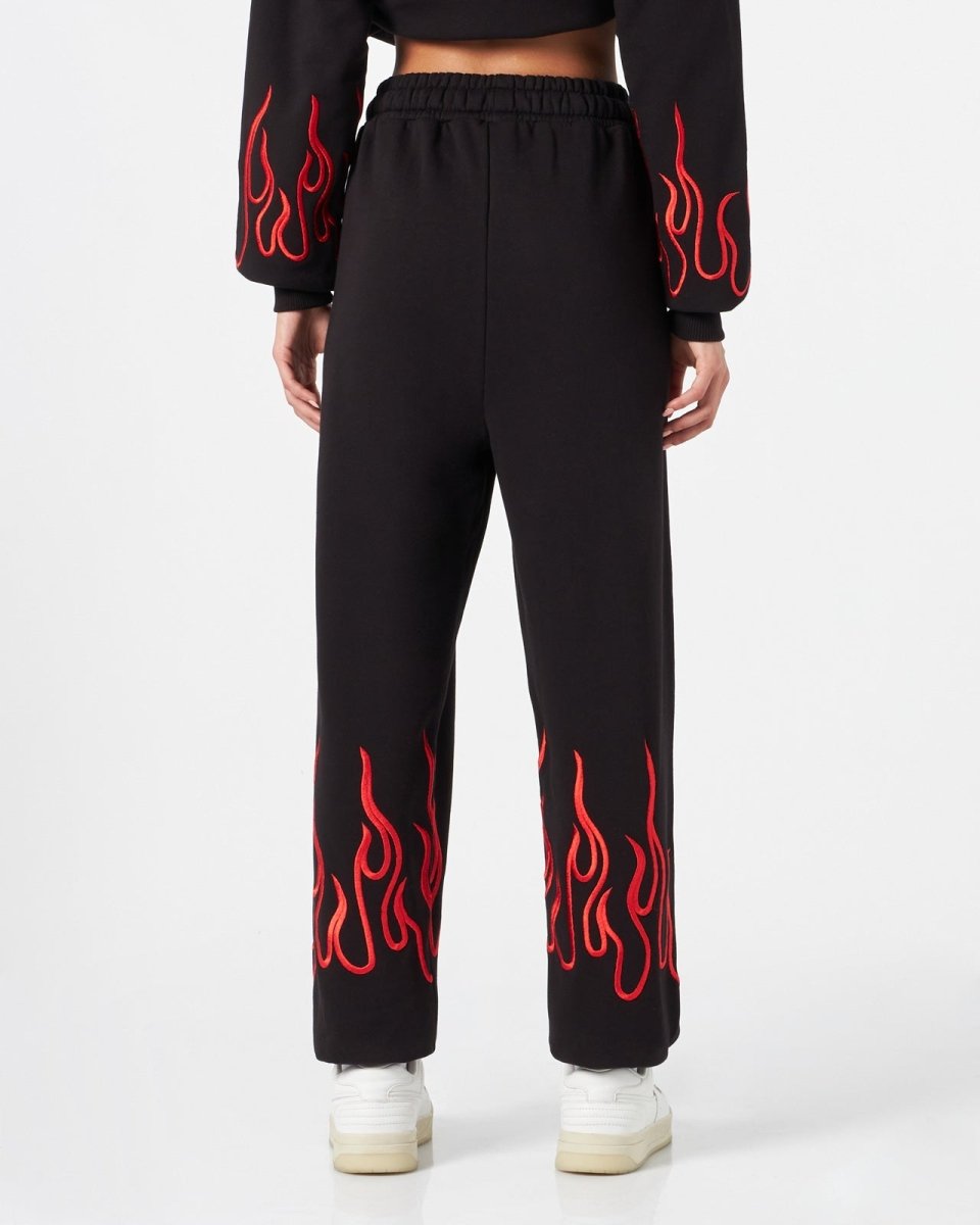 Vision Of Super BLACK WOMAN PANTS WITH RED FLAMES Outlet