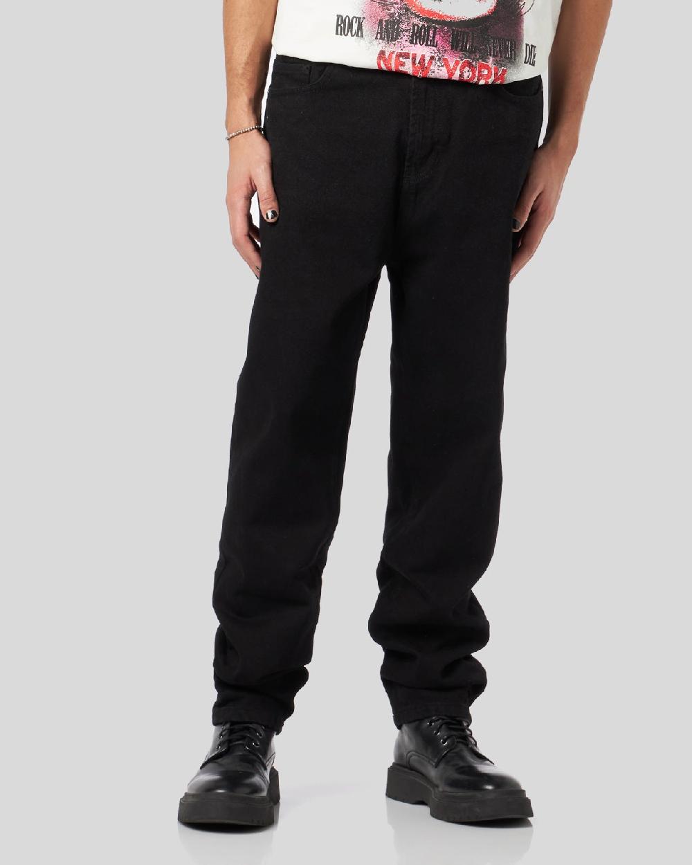 Vision Of Super BLACK DENIM JEANS WITH PRINTED FLAMES AND LOGO Saldi