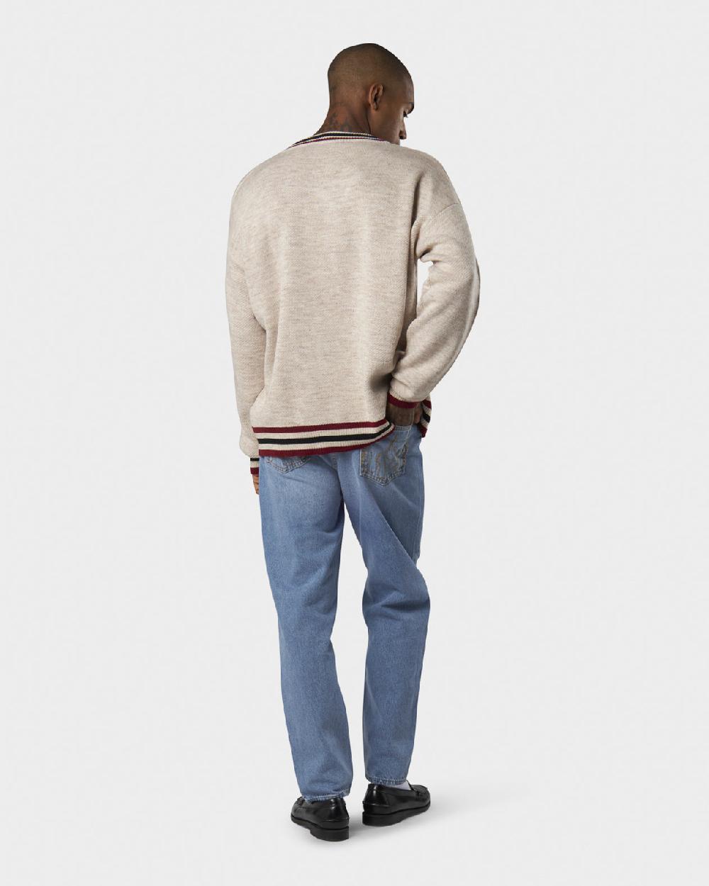 Vision Of Super SAND COLLEGE JUMPER WITH RED JACQUARD VOS HEART Vendita Calda