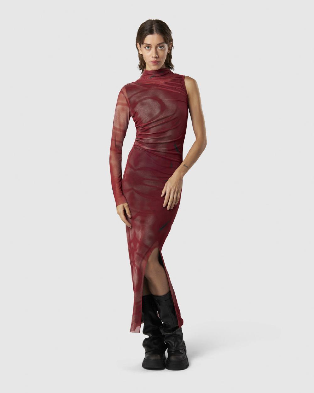 Vision Of Super ASYMMETRICAL LONG DRESS WITH RED GOTHIC GRAPHIC I Più Venduti