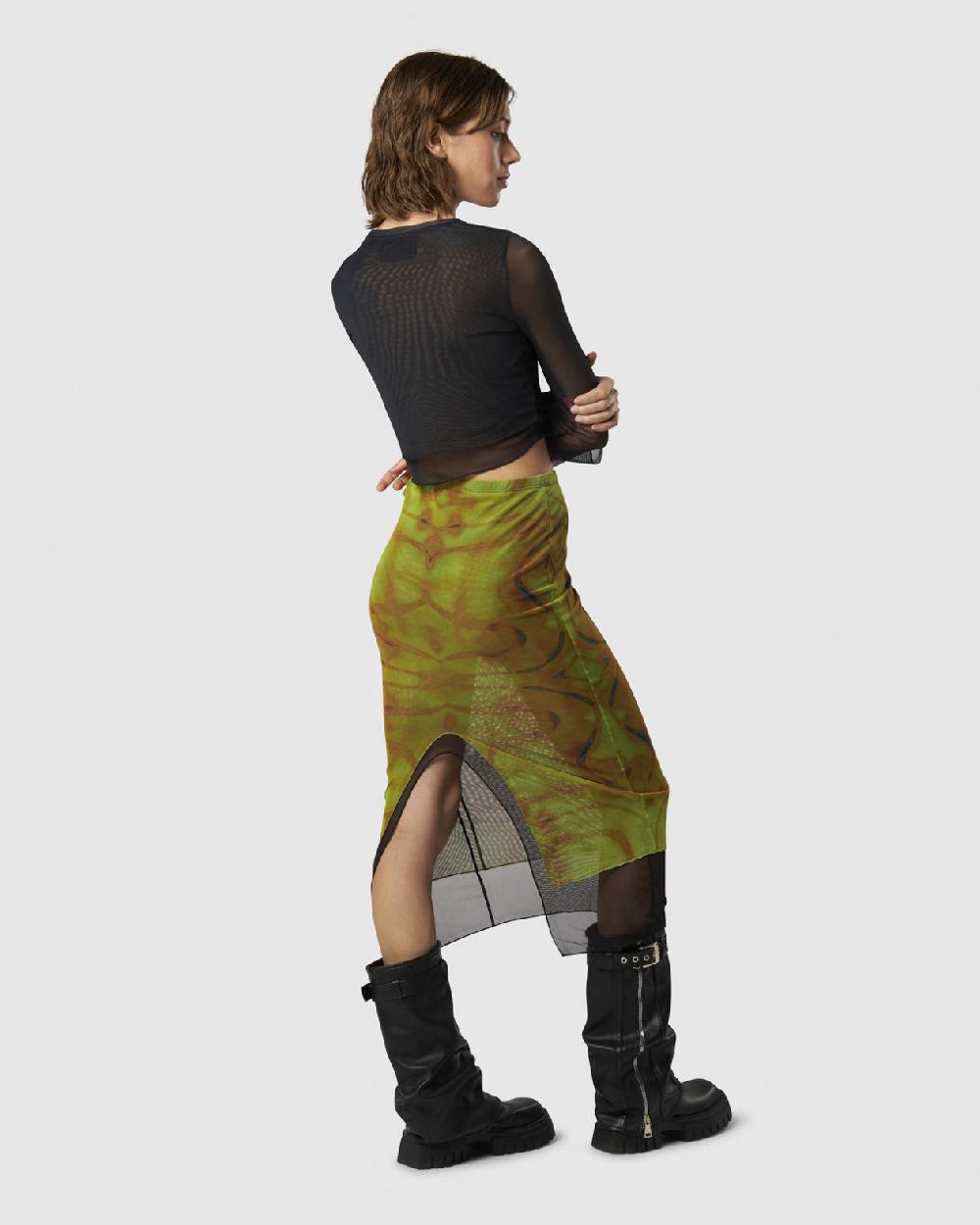 Vision Of Super MIDI SKIRT WITH YELLOW TRIBAL GRAPHIC Vendite Flash