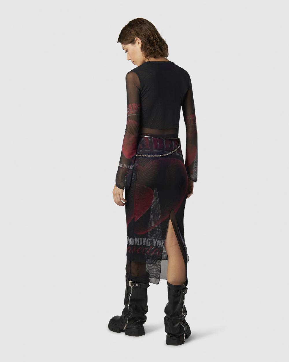 Vision Of Super BLACK LONGSLEEVE TOP WITH VELVET HEART PRINT Negozio