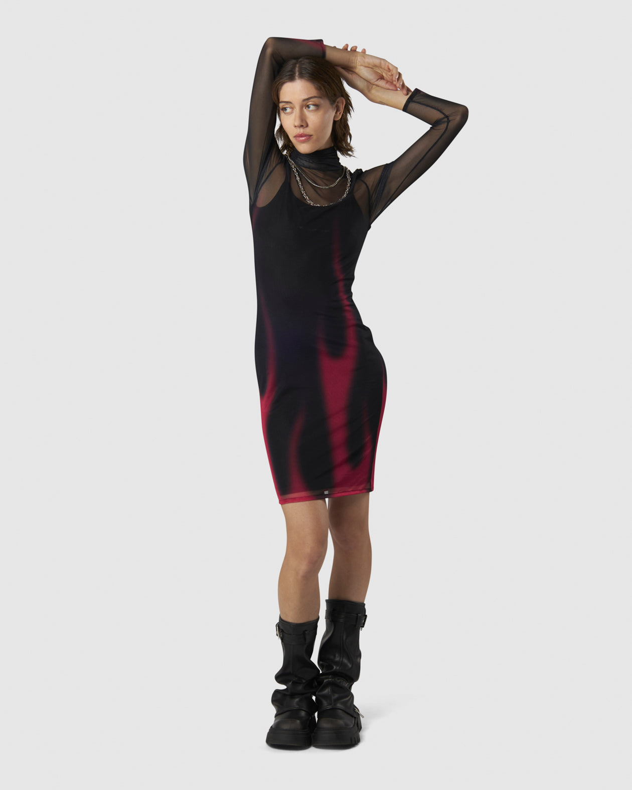 Vision Of Super BLACK MIDI DRESS WITH PINK FLAMES Nuovi prodotti