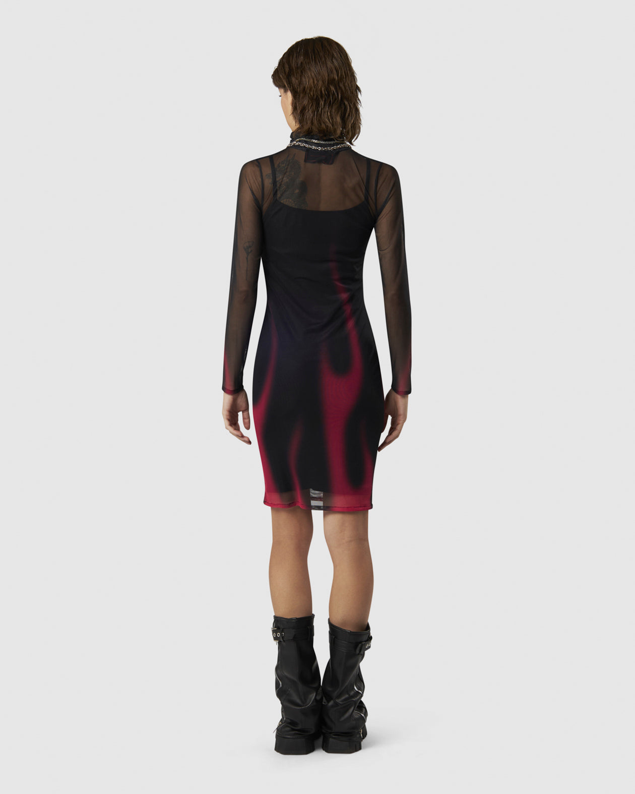 Vision Of Super BLACK MIDI DRESS WITH PINK FLAMES Nuovi prodotti