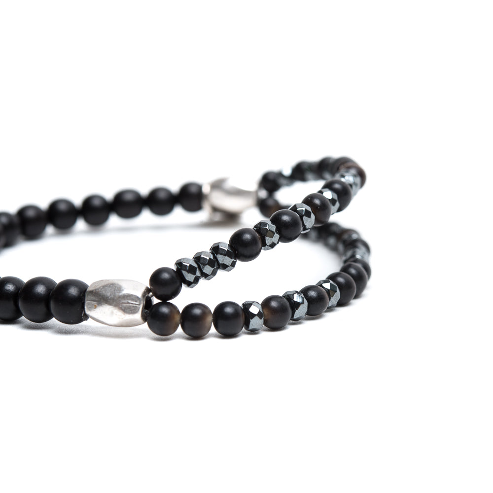D'AMICO Bracciale Doppio EbanoEmatite Nera Qualità Garantita
