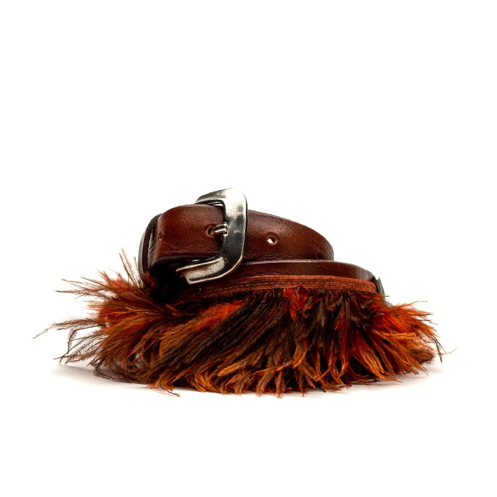 D'AMICO Cintura cuoio vintage Brown Piume e Decorazioni Navajo Saldi Di Fabbrica