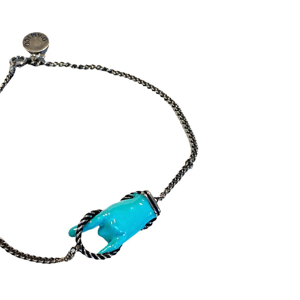 D'AMICO Bracciale Catenina con "Horn" Laccato Turchese Convenienza