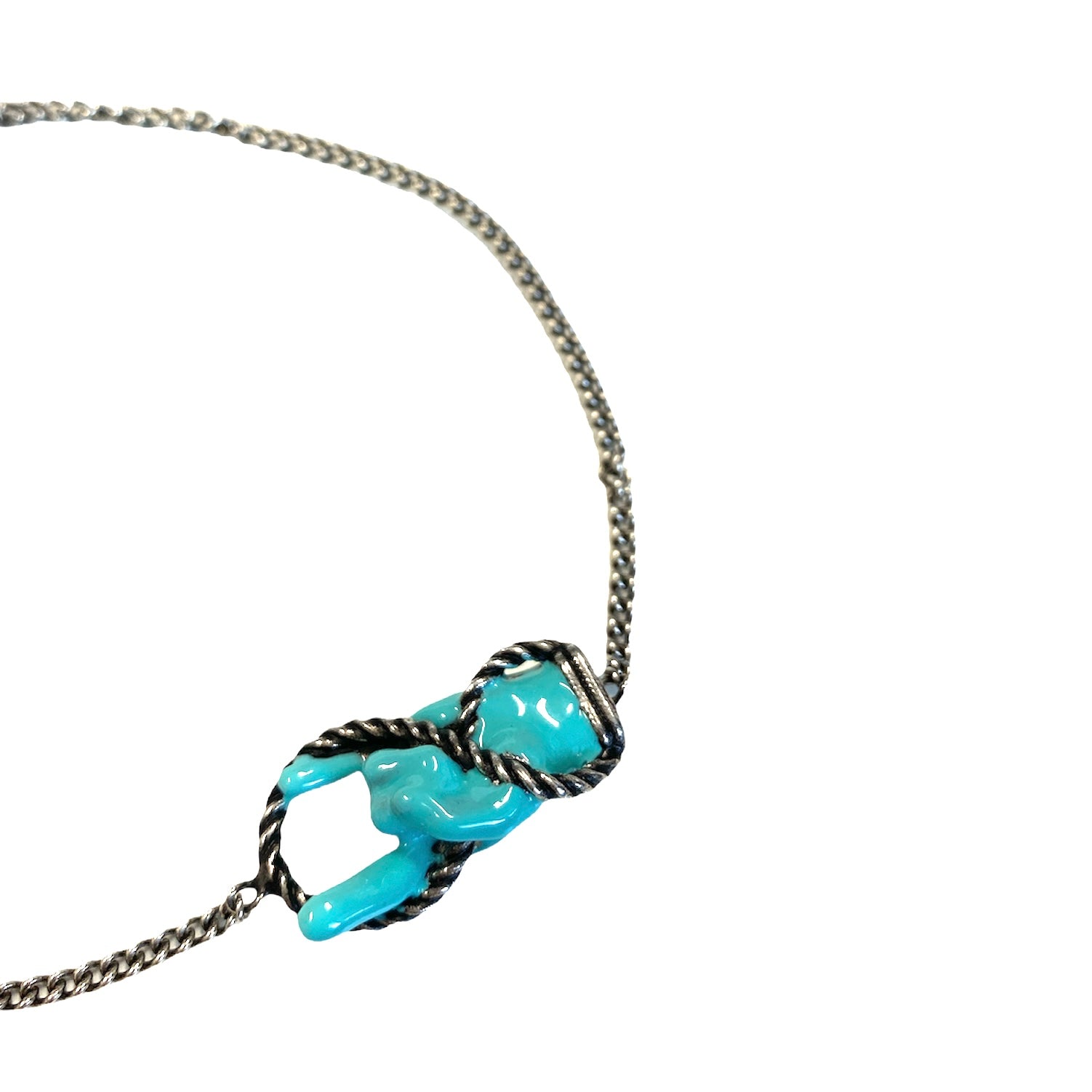 D'AMICO Bracciale Catenina con "Horn" Laccato Turchese Convenienza