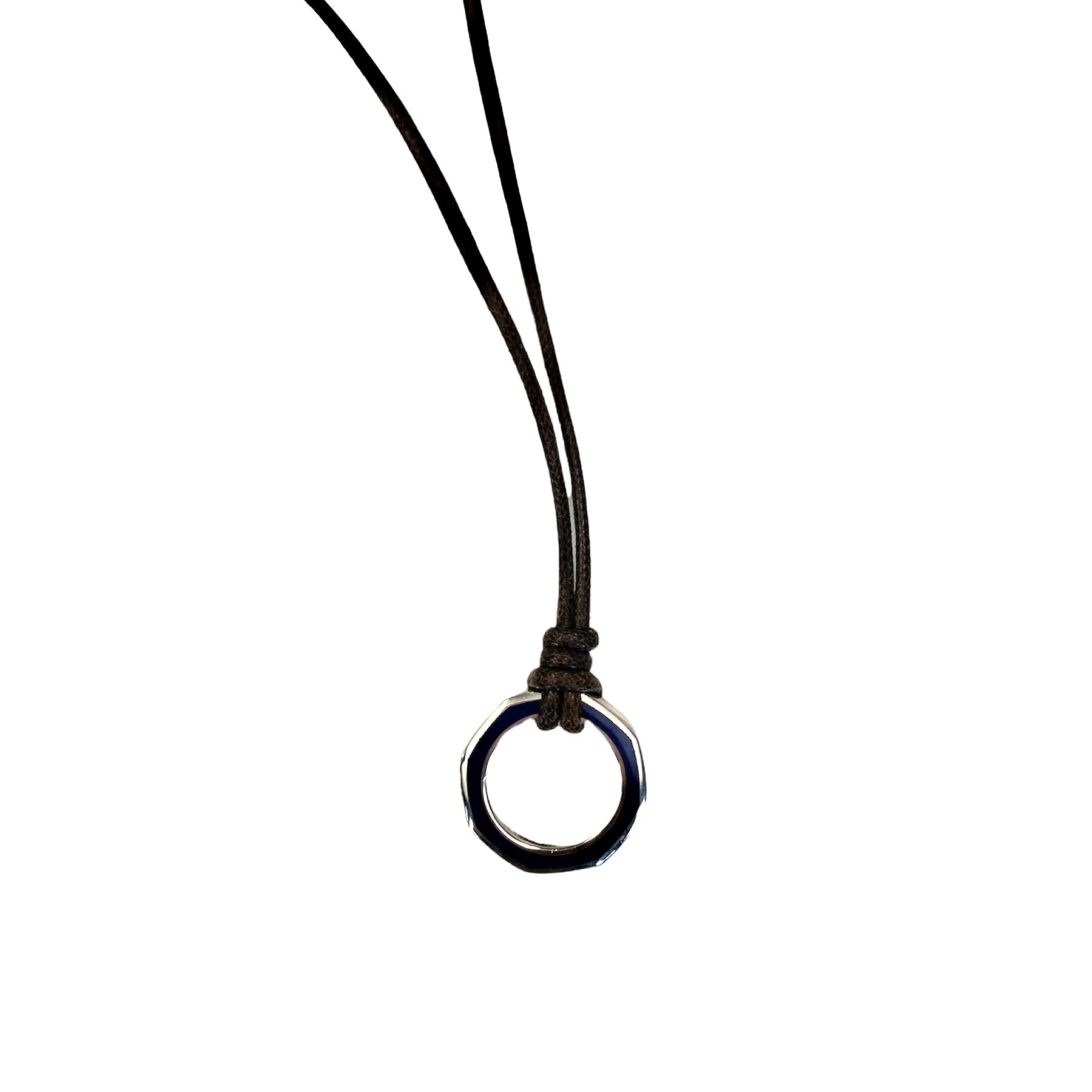 D'AMICO Collana Anella Laccata Blue Navy + Cordone Cerato Testa Moro Novità