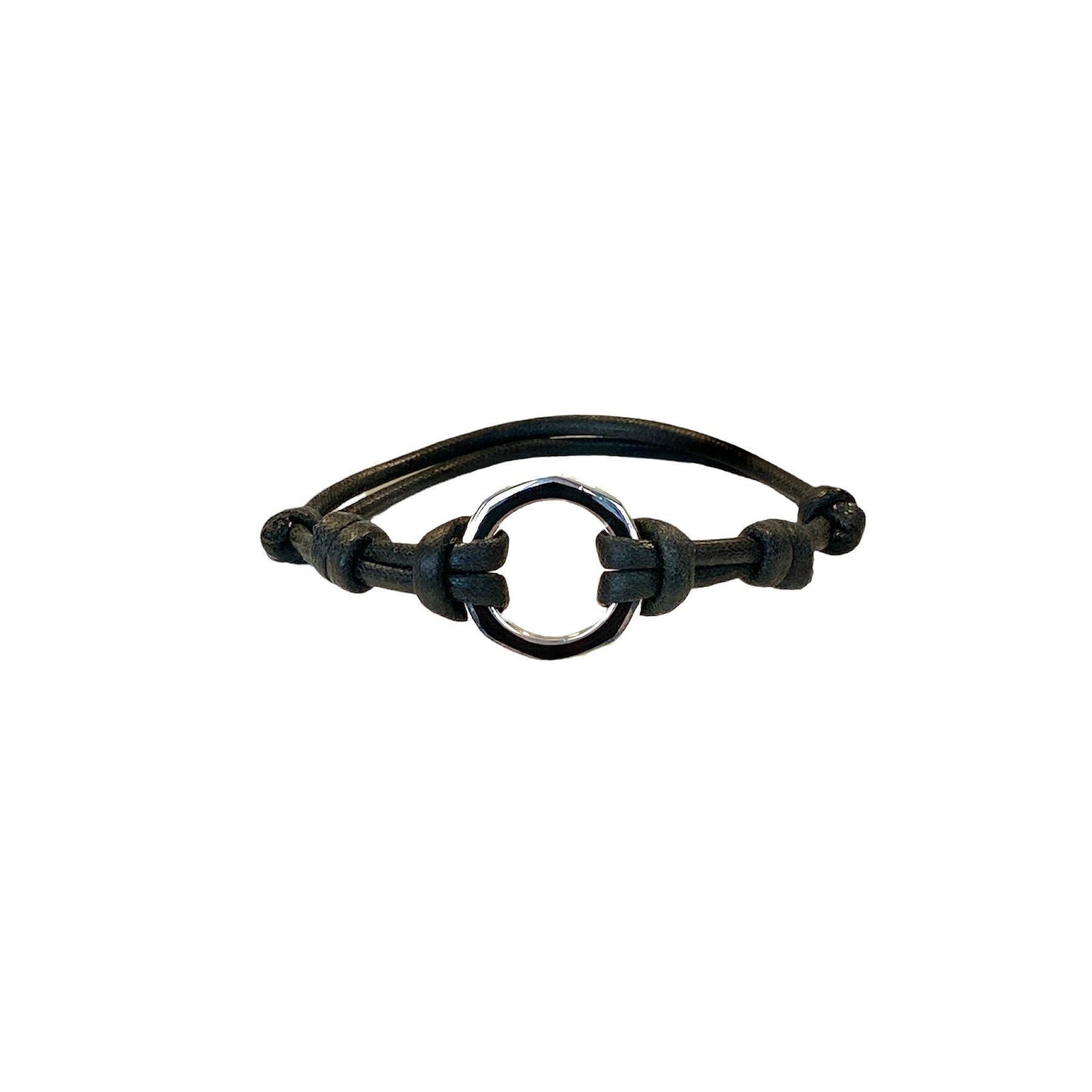 D'AMICO Bracciale Anella Laccata Nero + Cordone Cerato Nero Economico