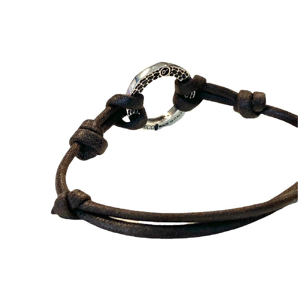 D'AMICO Bracciale Anella Laccata Blu Navy + Cordone Cerato Testa Moro Online