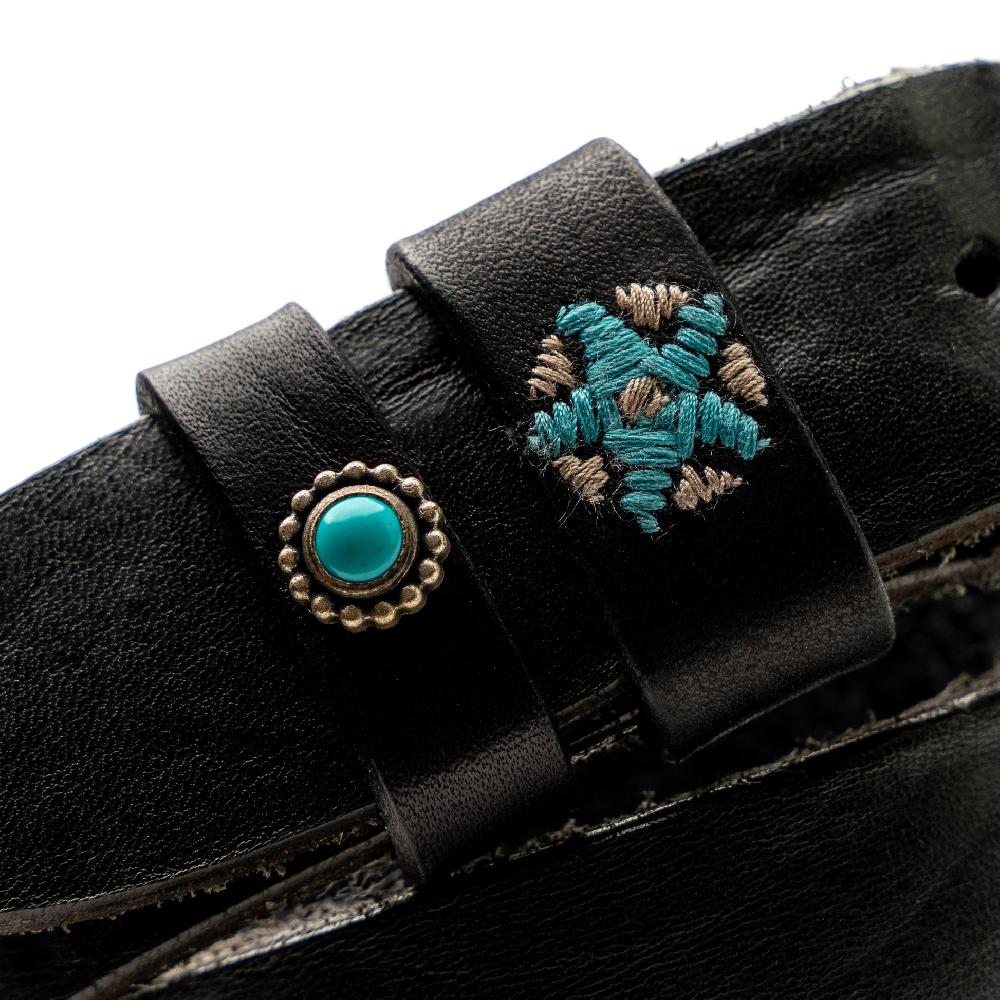D'AMICO Cintura Cuoio Vintage Nero Passanti Decorati Fino al 60% di sconto