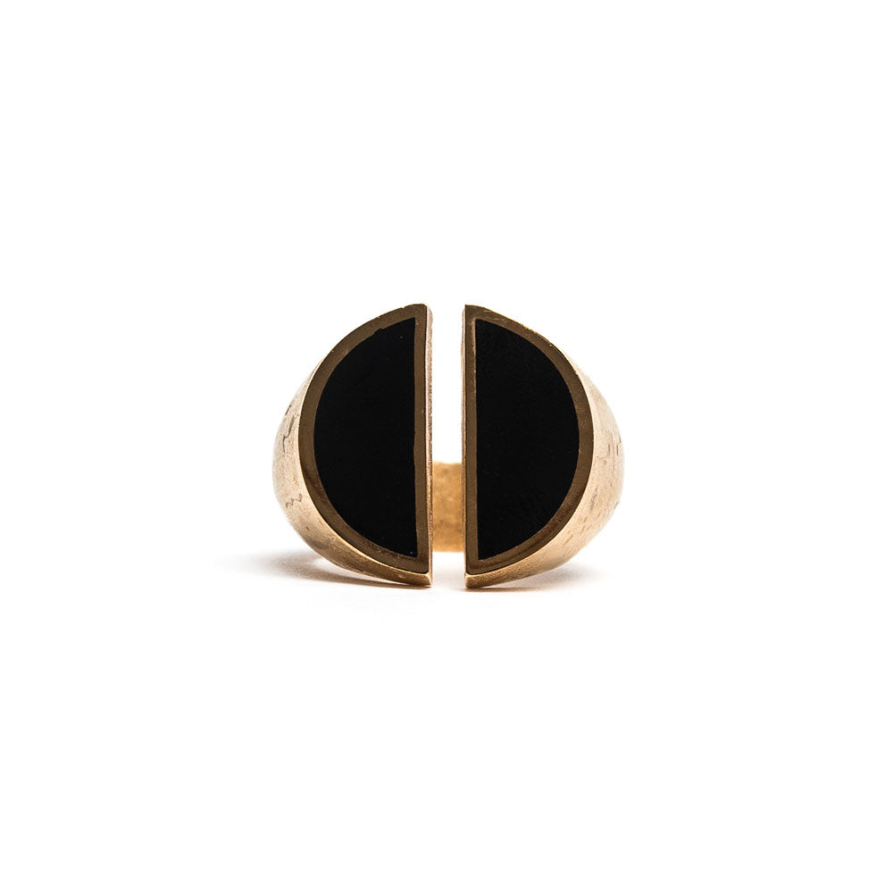 D'AMICO Anello Taglio Bronzo con Lacca Nera