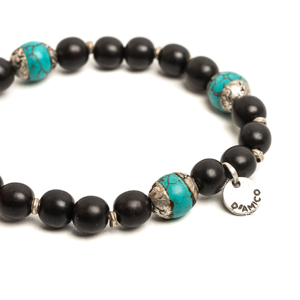 D'AMICO Bracciale Ameya + Elastico Legno Nero + Turchese Acquista Ora