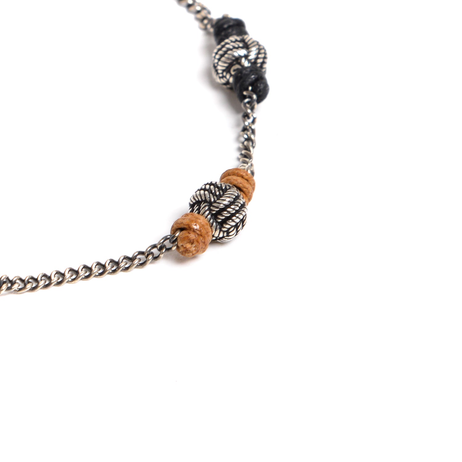 D'AMICO Bracciale Catenina + Palline Nodo Argento + Filo Cerato Offerta